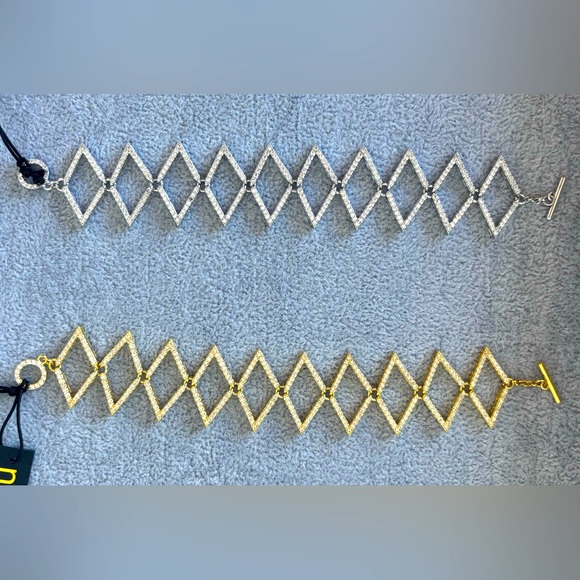 nOir Jewelry Jewelry - NWT Set - Lot of 2 nOir Jewelry Madison CZ Bracelets in 18K Gold Plate, Rhodium